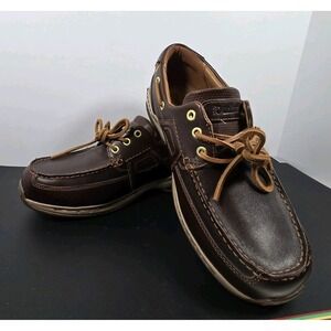 Dunham Men's Leather Boat Shoes Size 9.5M Chocolate Brown EOC
